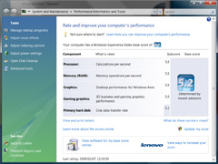 Windowsエクスペリエンス インデックス