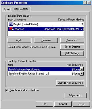ControlPanel->Keyboard Properties