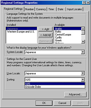 ControlPanel->Regional Settings Properties